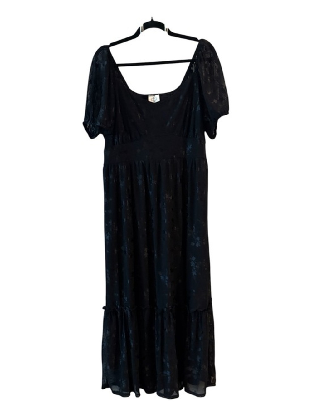 Ember by Made in Maui Black Floral Midi  Romantic Whimsigoth Dress Size 1X
